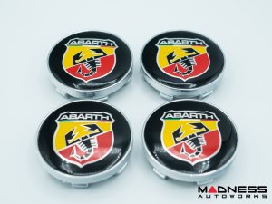 Center Wheel Caps - Black w/ ABARTH Crest - Set of 4 - 60mm